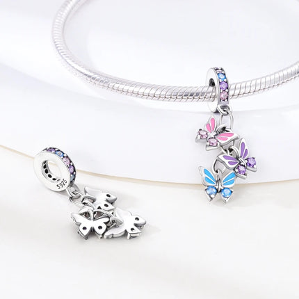 925 Sterling Silver Pink Series Charms Bow Tie Girl Cake Princess Beads Pendant Fit Original Bracelet DIY Jewelry Gift For Woman