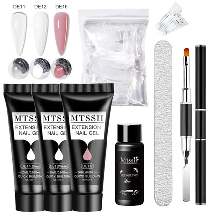 MTSSII 20m Extension Nail Gel Set Manicure Set Finger Quick Buliding Extension Gel Nail Polish Kit Soak Off UV Gel LED Nail Art