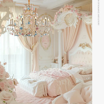 European Floral Design Chandelier Modern Rose Decorative Chandelier Lighting Nordic Living Room Ceramic Flower Chandelier