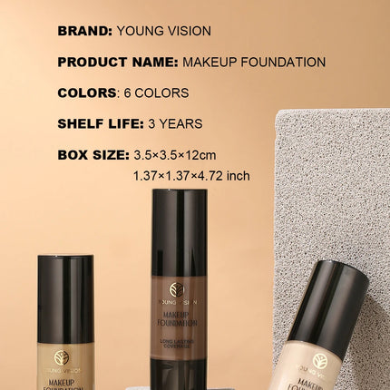 Long-Lasting Waterproof Liquid Foundation with Oil Control & Moisturizing, High Coverage Sweat-Resistant Concealer for Women,