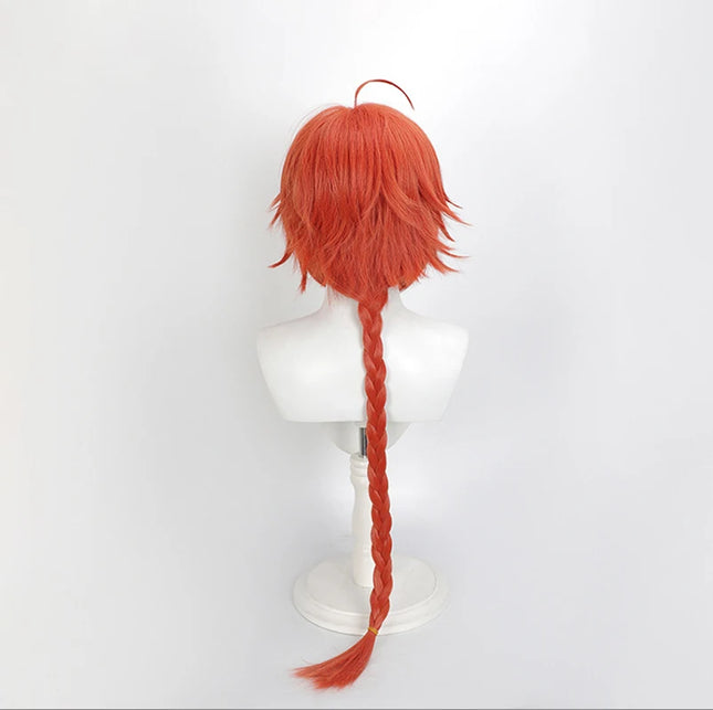 Cosplay Wig Gintama Anime Wig Kamui Long Braided Ponytail Wig Daules Ginger Game Role-Playing Synthetic Wig Middle Part