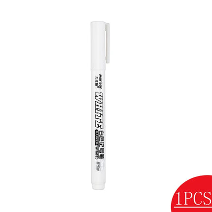 1/5pcs White Permanent Paint Pen Fine Head White Marker 1mm Quick-Drying Oil Waterproof Graffiti Pens Tire Fabric Wood Painting