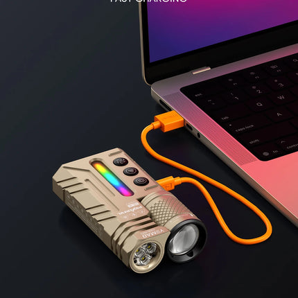 Rechargeable EDC Flashlight, 3500LM Dual-Core LED with Fixed & Zoomable Beams, RGB Ambient Light, Magnetic Base, USB-C Charging
