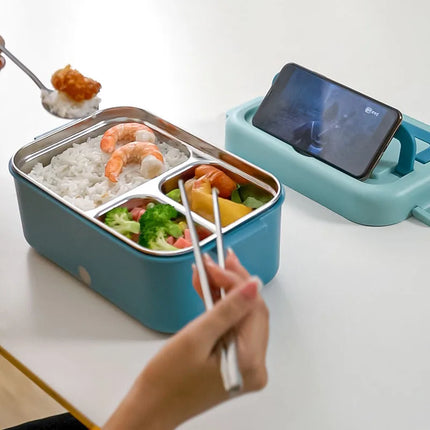 12V/220V Electric Heated Lunch Box No Water Added Car Food Heater Portable Camping Insulated Lunch Box Work Lunch Box 1000ml