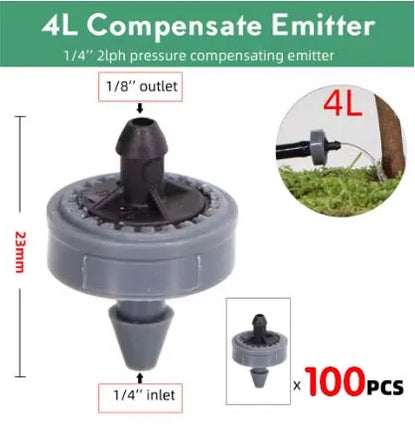 200-50pcs 2L 4L 8L Pressure Stable Flow Lawn Automatic Compensating Dripper Durable Compact Flexible Drip Irrigation Regulator