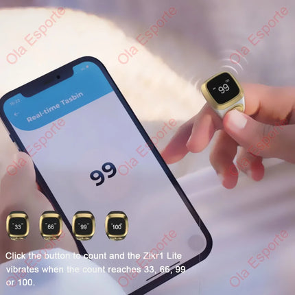 Qibla Smart Tasbih Tally Counter for Muslims Zikr Ring Digital Tasbeeh 5 Prayer Time Vibration Reminder Waterproof Qibla Subhah