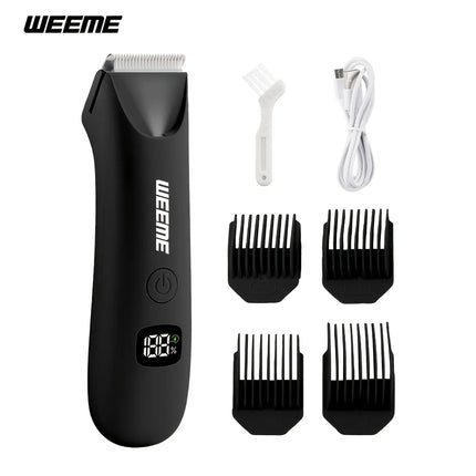 LED Bikini Body Trimmer Painless Hair Removal USB-C LCD 4 Guide Combs 90Min Skin Friendly Cordless for Women Men Gift