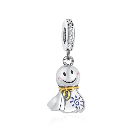 925 Sterling Silver Charms Beads Original Japanese Doll Fortune Cat Charm Fit Brand Bracelets Bangles DIY Jewelry For Women