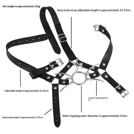【AD】O Ring Open Mouth Spider Gag Ball, Muzzle Bondage Gear Leather Harness Mask Blindfold, Sex Toys For Couples