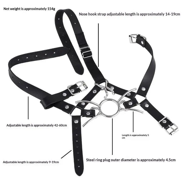【AD】O Ring Open Mouth Spider Gag Ball, Muzzle Bondage Gear Leather Harness Mask Blindfold, Sex Toys For Couples
