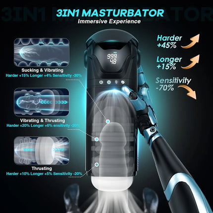 APP Automatic Male Masturbator Cup Penis Pump Sex Toys for Men Male with 9 Sucking Thrusting Vibrating Modes Blowjob Sex Toy 18