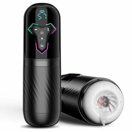 Black Mamba: A male self-stimulation device with 7 levels of extension, 5 levels of suction, 10 levels of vibration, and heat fu