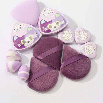 Rice Ball Cat 12-Piece Set, Expands When Exposed to Water, Dual-Use for Wet and Dry, Makeup Sponge Suitable for All Skin Types