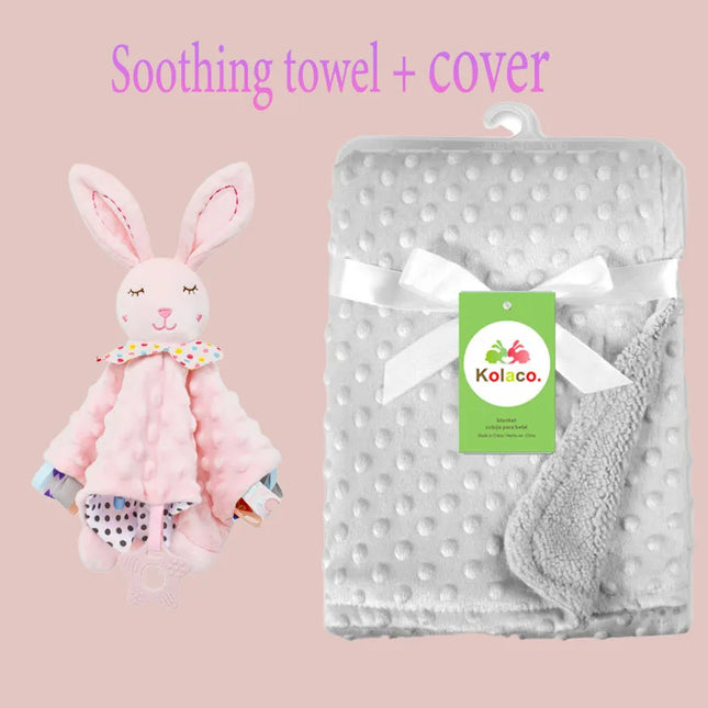Personalized Soft Plush Baby Blanket with Name Newborn Stroller Sleeping Dolls Custom Towel Cover -appease Soother Gift