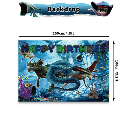 Bloop Sea Monster Birthday Party Decorations Gran Maja Subnautica Party Decorations Banner Cake Topper Cupcake Toppers Ballons
