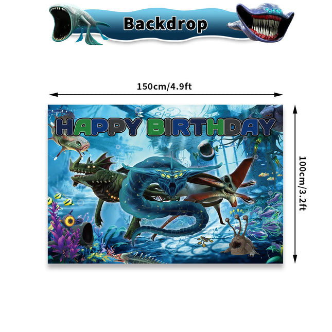 Bloop Sea Monster Birthday Party Decorations Gran Maja Subnautica Party Decorations Banner Cake Topper Cupcake Toppers Ballons