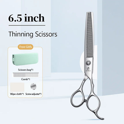 Fenice  Professional Home Pets Grooming Set 6//6.5/7/7.5 Inch Bearing Screw Straight Curved Thinning Chunker Shears for Dogs/Cat
