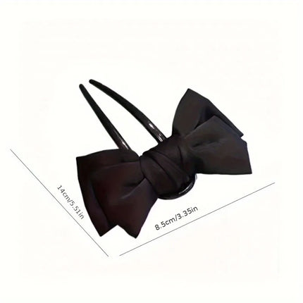 1/2pcs Fashion Women Bow U-shaped Hair Clip Suitable for Girl Daily Wear Accessory Elegant Black Boutique Hairpin Hair Accessory