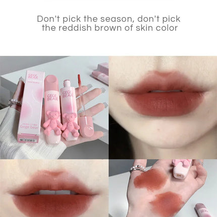 Gegebear Bear Lip Glaze Matte Velvet Lipstick Long-lasting Whitening Lip Cream Lip Mud