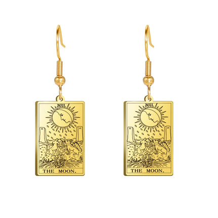 Classic Tarot Cards Stainless Steel Drop Earring for Women Sun Moon Star Lovers Divination Tarot Jewelry Birthday Gift