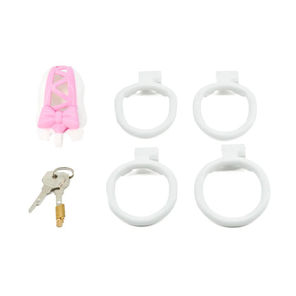 Pink Bow Chastity Cages Sissy Gay Two-tone Craft Chastity Locks Male Locks Pseudo Sissy Chastity Device Escape-proof Cheat-proof