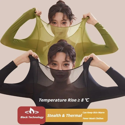Two Piece Set Thermal Underwear Winter Clothes Women 2025 Ultra-thin Heating Hyaluronic Acid Skin Lingerie Sets