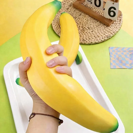 Big Banana Squishy Toy Simulated Banana Squeeze Toy Soft Squishy Stress Relief Fidget Toy Slow Rising Desk Decor Adults Gifts