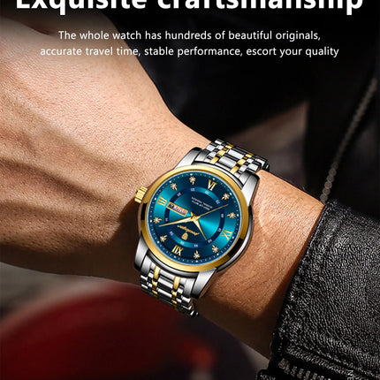 POEDAGAR Luxury Fashion Men's Wristwatch Waterproof Stainless Steel Luminous Trendy Men's Watch Date Week Men's Quartz Watches Reloj