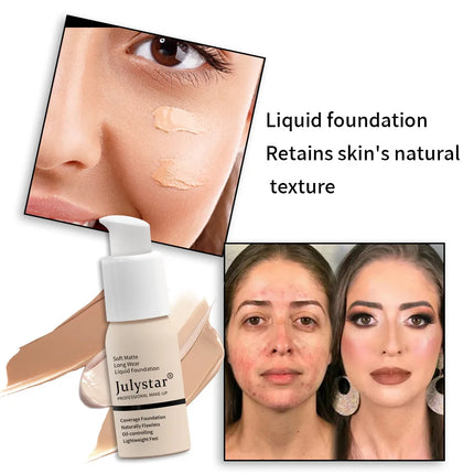 Julystar 10 Colours Matte Moisturising Finishing Foundation Waterproof Long Lasting No Makeup Removal Face Concealer Powder