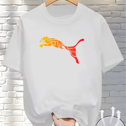 New Summer Luxury Men's Fashion Fox Leopard Print T-shirt Crewneck Casual Trend Y2K High-end High Quality Fitness Sports T-shirt
