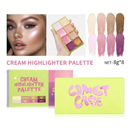  8-Color Eyebrow Cream Blush Curve Case Cream Cosmetics Palette Matte Shimmer Finishes Shadow Tones Long-Lasting Cosmetics