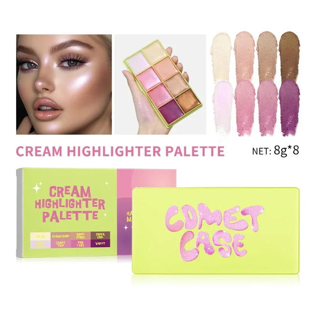  8-Color Eyebrow Cream Blush Curve Case Cream Cosmetics Palette Matte Shimmer Finishes Shadow Tones Long-Lasting Cosmetics