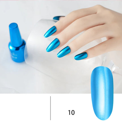 12 Colors Mirror Polish Long-lasting Quick-drying Metallic Silver Purple Rose Gold Nail Polish, Non-Peeling Nail Gel Varnish