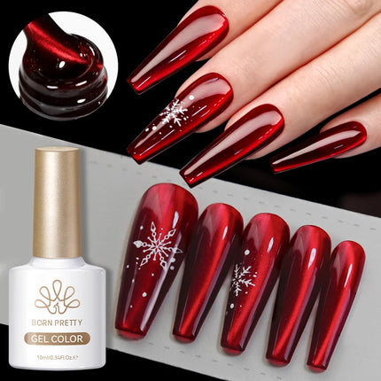 BORN PRETTY 1 Bottle Blazing Sky Cat Magnetic Gel Nail Polish Colored Metal Ruby Red Soak Off UV Crystal Varnish Nail Art 10ml