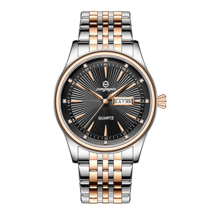 PAAZOMU Luxury Watch for Men Elegant Date Week Waterproof Luminous Men's Quartz Stainless Steel Sports Watch reloj