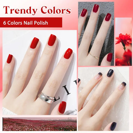 6pcs 8ml Water-Based Nail Polish Long Lasting Quick Drying No Need of Lamp to Cure Nail Supplies Vernis for Nail Art Decorations