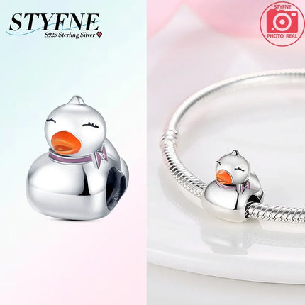 925 Silver Animal Series Snail Lamb Fox Chicken Duck Beaded Pendants Fit Bracelets Necklaces Fine Jewelry Making Gifts