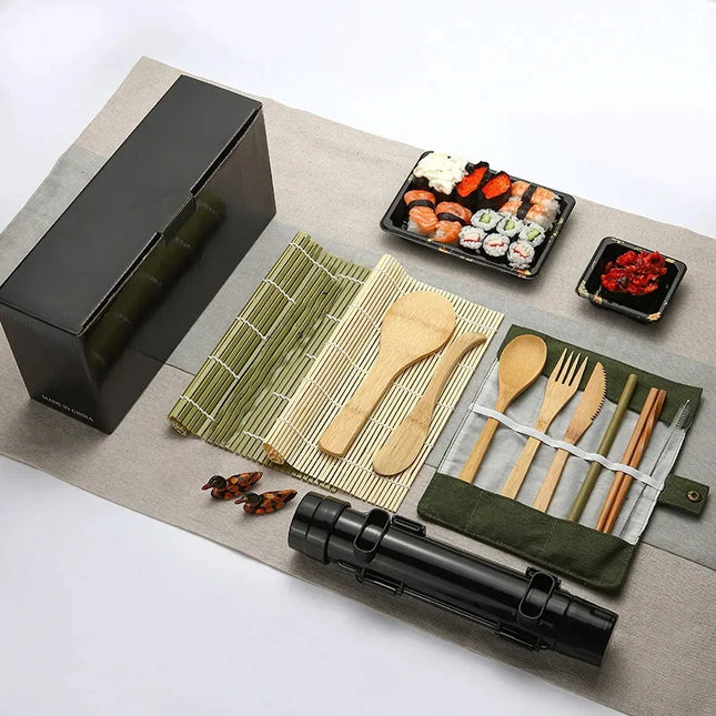 Sushi Maker Set Machine Sushi Mold Bazooka Roller Kit Vegetable Meat Rolling bamboo mat DIY Rice and Vegetable Roll Sushi Mold S