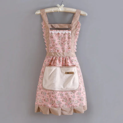 Cute Print Apron with Pockets Baking Kitchen Aprons for Cooking Adjustable Straps Painting Cleaning Aprons