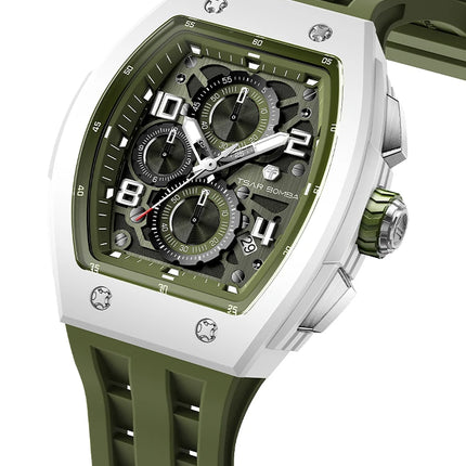 TSAR BOMBA New TB8204 Watch for Men Japan Quartz Chronograph 50M Waterproof Wristwatch Fashion Sport Clock Male Luxury Mens Gift