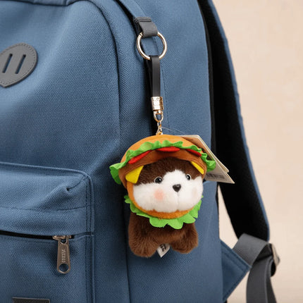 Ultra-Soft PP Cotton Burger Animal Plushie Exquisite Embroidery Short Plush Fabric Kawaii Foodie Key Chain Eco-Friendly Dyeing