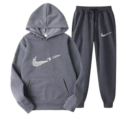 Men Tracksuit 2 Pieces Sets Hooded Sweatshirt +Drawstring Pants Male Hoodies Running Sportswear Men Women Autumn Sportwear