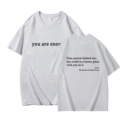 Hot New Youth Men's and Women's Round Neck Letter Printed Short Sleeved Casual Versatile Couple Outfit Pure Cotton T-shirt Top