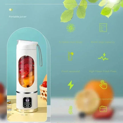 Portable Cordless USB Rechargeable Electric Juicer Cup Blender with Digital Display for Fruit Milkshake Making Home Outdoor Use