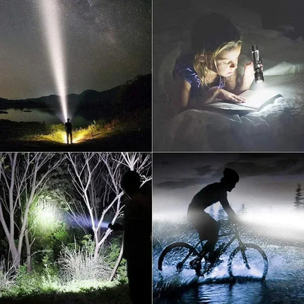 Rechargeable T6 Handheld Flashlight Use 18650 Zoom Torch Portable Cap Clamp Headlamp Pen Clip Working Light Outdoor Flashlight