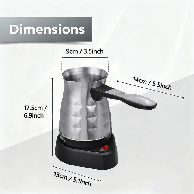 Compact Turkish Coffee Maker 500ml Stainless Steel Electric Coffee Pot Heating Machine for Espresso Italian Coffee Tea Milk