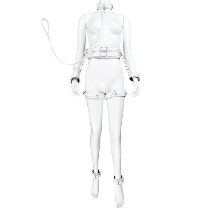 Thierry Bondage Set PU Leather Handcuffs Wrist Ankle Thigh Cuffs, Waist Belt, Collar, BDSM Sex Toys for Couples Adult Games