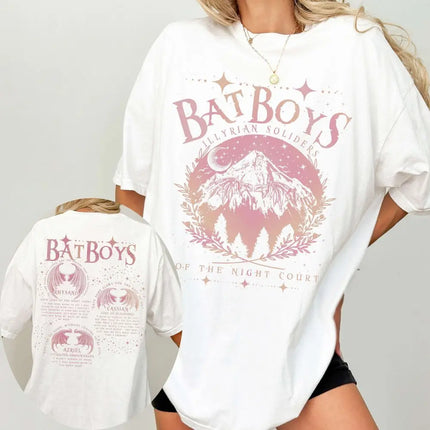 ACOTAR Bat Boys Shirt Sarah J Maas Book Boyfriend Night Court 100% Cotton Loose Retro Shirt Unisex Tee Fantasy Apparel Y2K Top