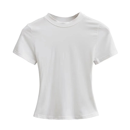 2025 New High Quality Casual T-shirt Sexy Slim Short Sleeves Fashion Trend Solid Women Clothing Y2K Tops