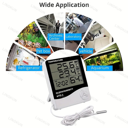 LED Thermometer Thermo-Hygrometer Multifunction Electronic Clock Temperature Humidity Meter Weather Station for Home With Alarm